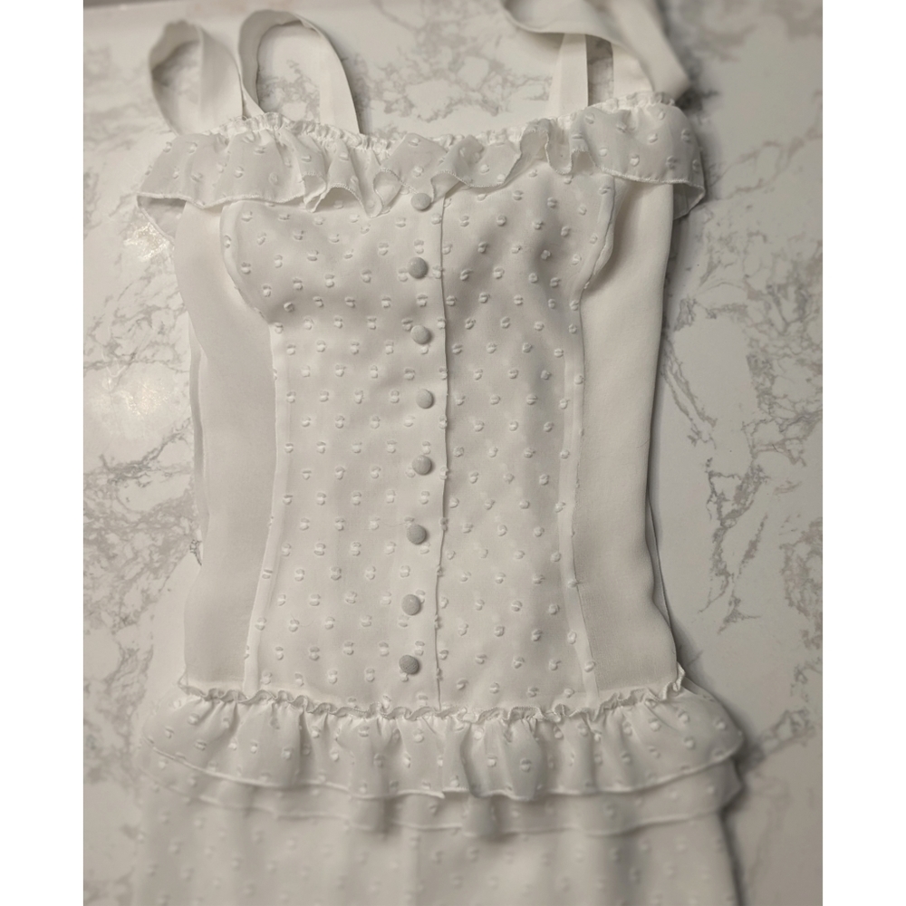 White Swiss Dot Romper - image 1